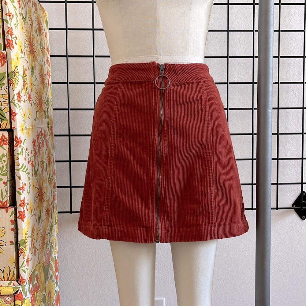 Burnt Orange Corduroy Preppy Skirt